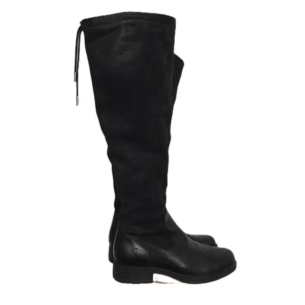 Born Laguna US 6.5 Tall Knee High‎ Black Riding Boots Leather Preppy Equestrian